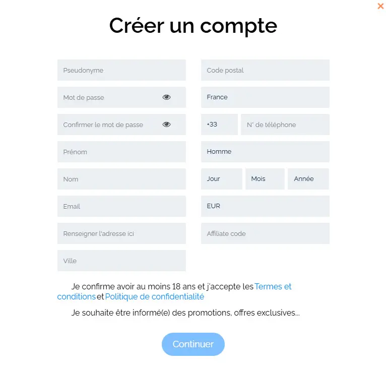 Proceso de registro ROCKETPOT CASINO